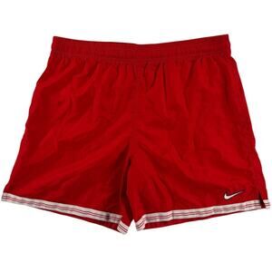Vintage 90s Nike Mens Polyester Shorts Big Swoosh Track Athletic  - Red - Medium